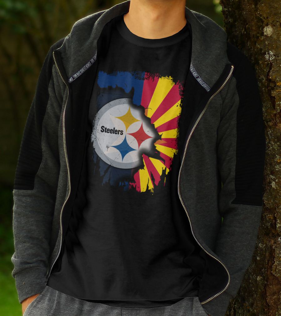 Steelers Logo With Arizona Flag Background T-Shirt