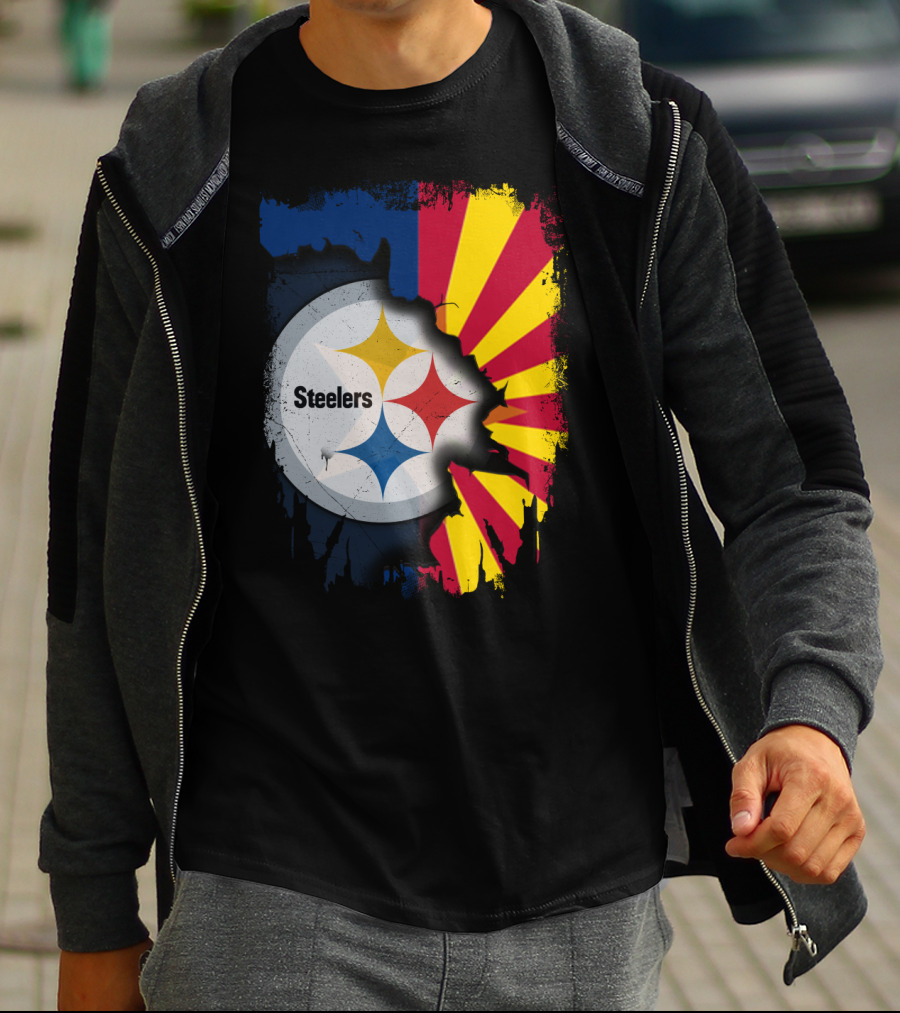 Steelers Logo With Arizona Flag Background T-Shirt