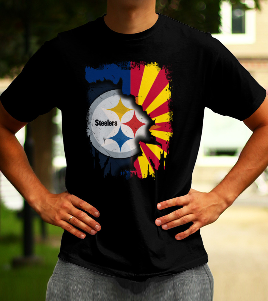 Steelers Logo With Arizona Flag Background T-Shirt