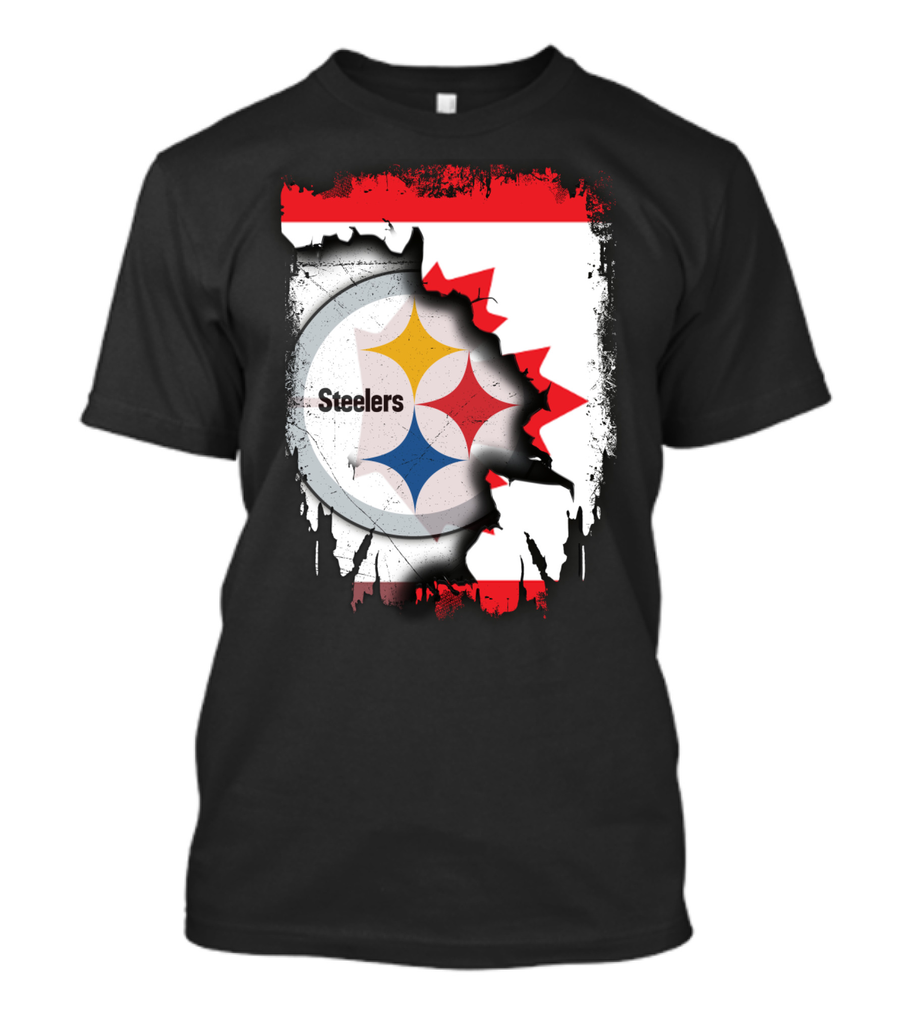 Steelers Logo With Canadian Flag Torn T-Shirt