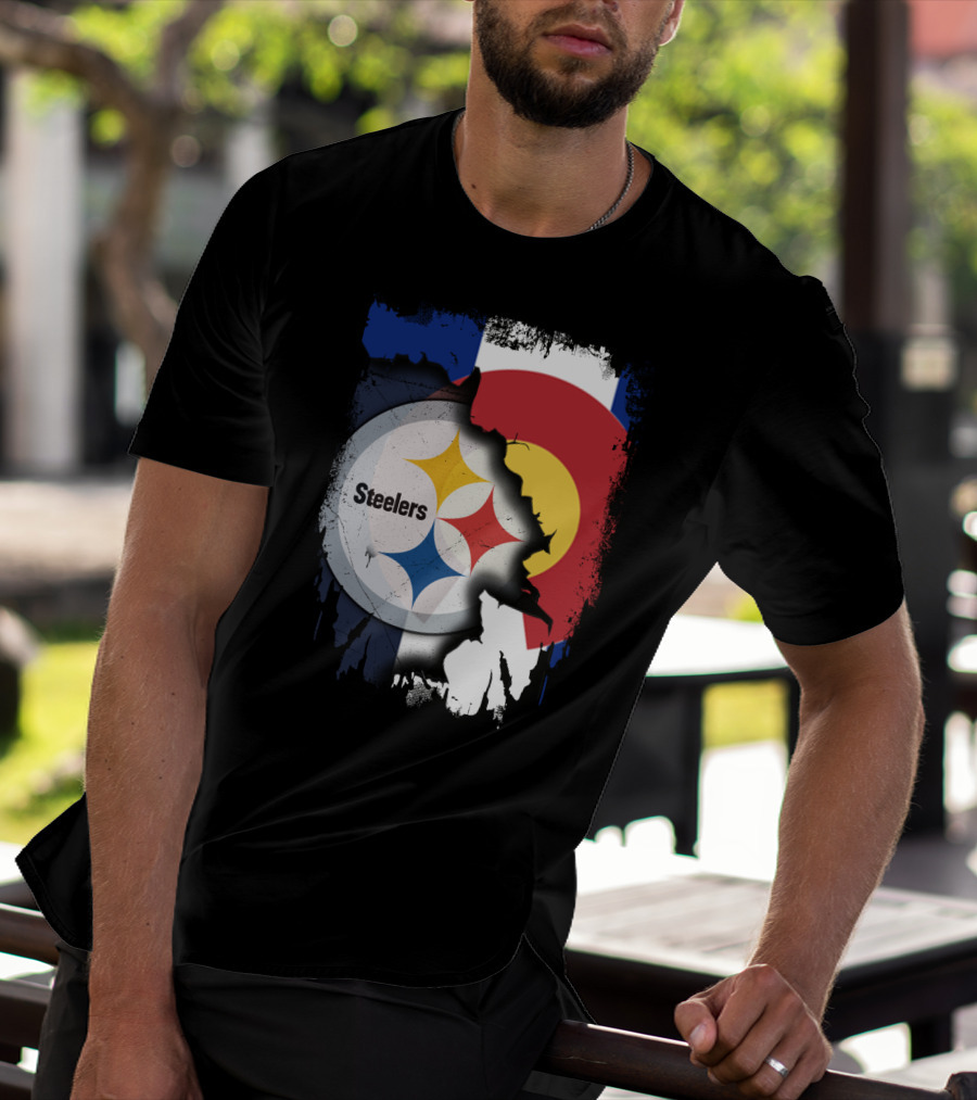 Steelers And Colorado Flag Fusion T-Shirt