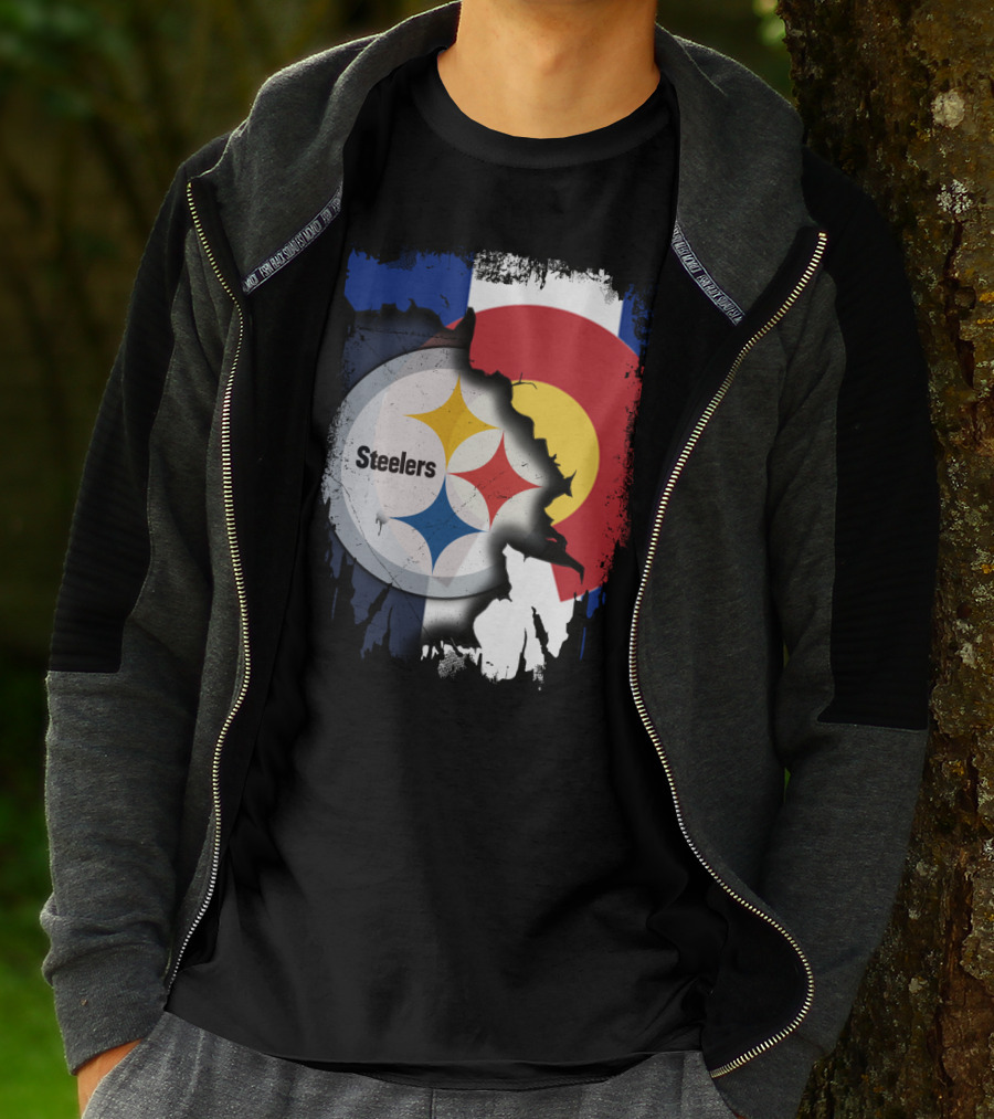 Steelers And Colorado Flag Fusion T-Shirt