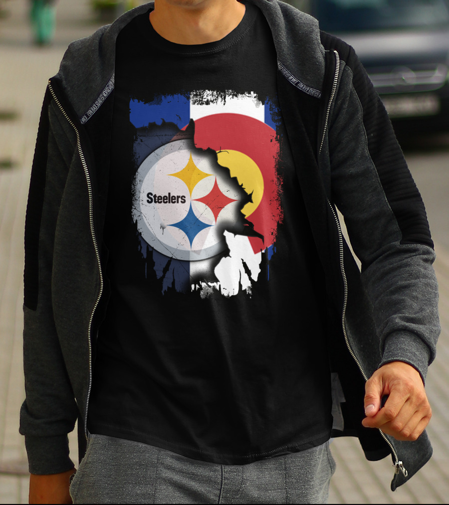 Steelers And Colorado Flag Fusion T-Shirt