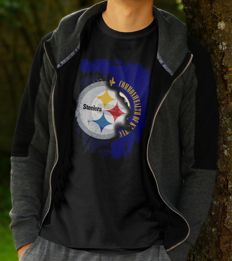 Commonwealth Of Kentucky With Steelers Football T-Shirt
