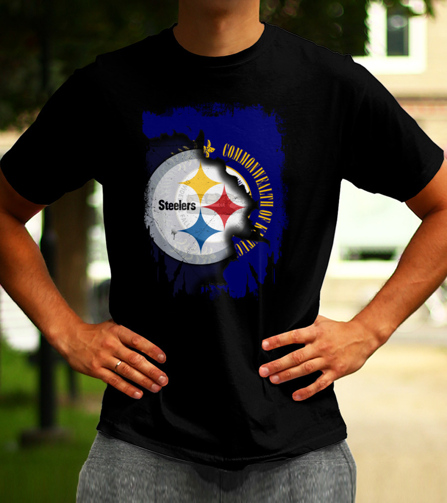 Commonwealth Of Kentucky With Steelers Football T-Shirt