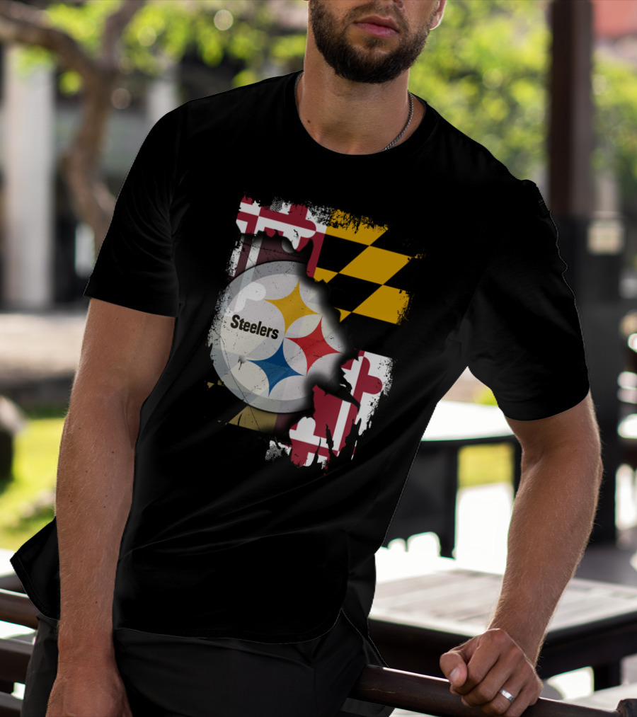 Together Maryland Flag Steelers Logo Fusion T-Shirt