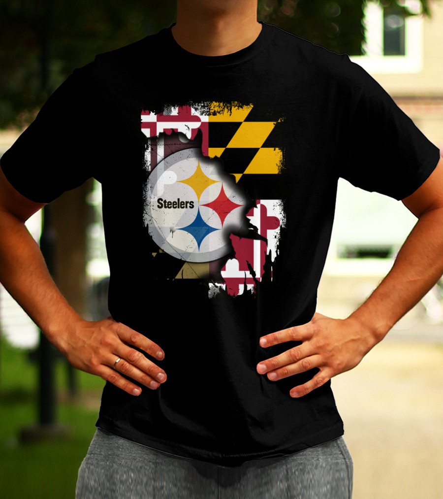 Together Maryland Flag Steelers Logo Fusion T-Shirt