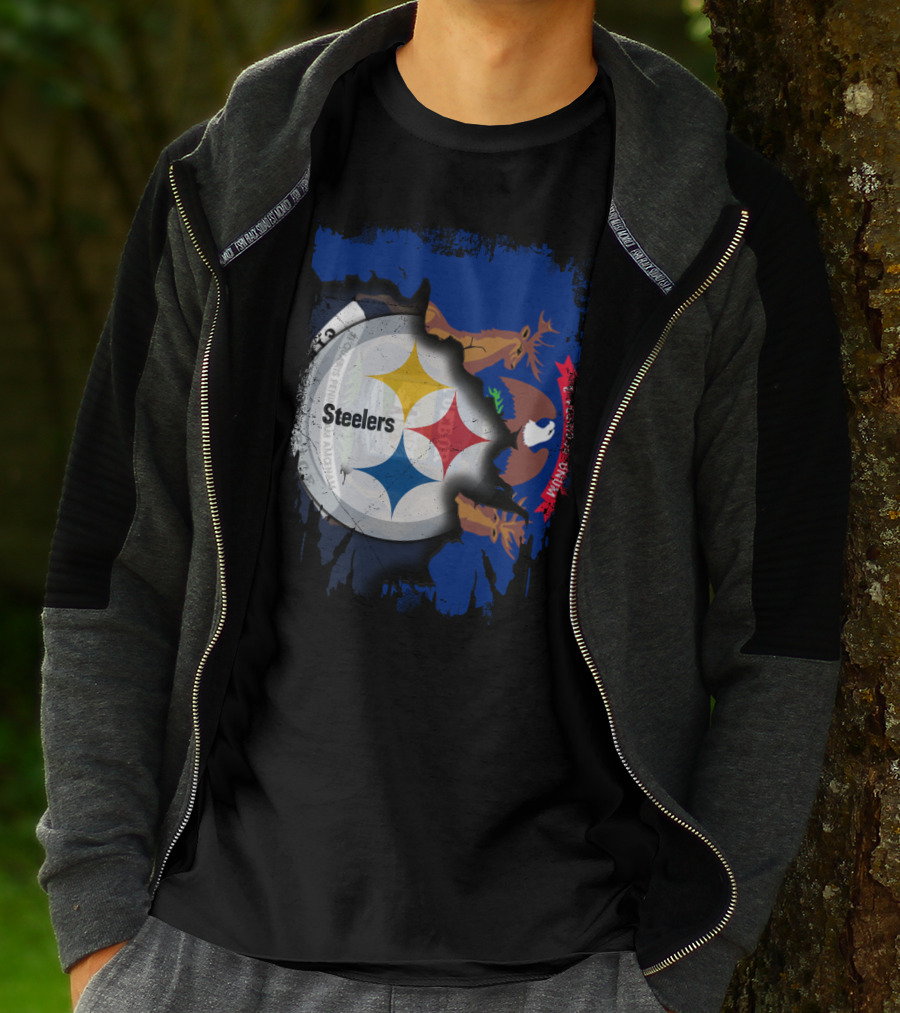 Together Michigan Emblem Featuring Steelers Logo Integration T-Shirt