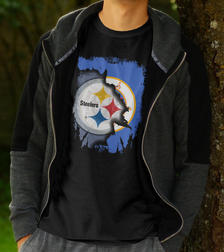 Steelers And Minnesota United Iconic Symbol Fusion T-Shirt