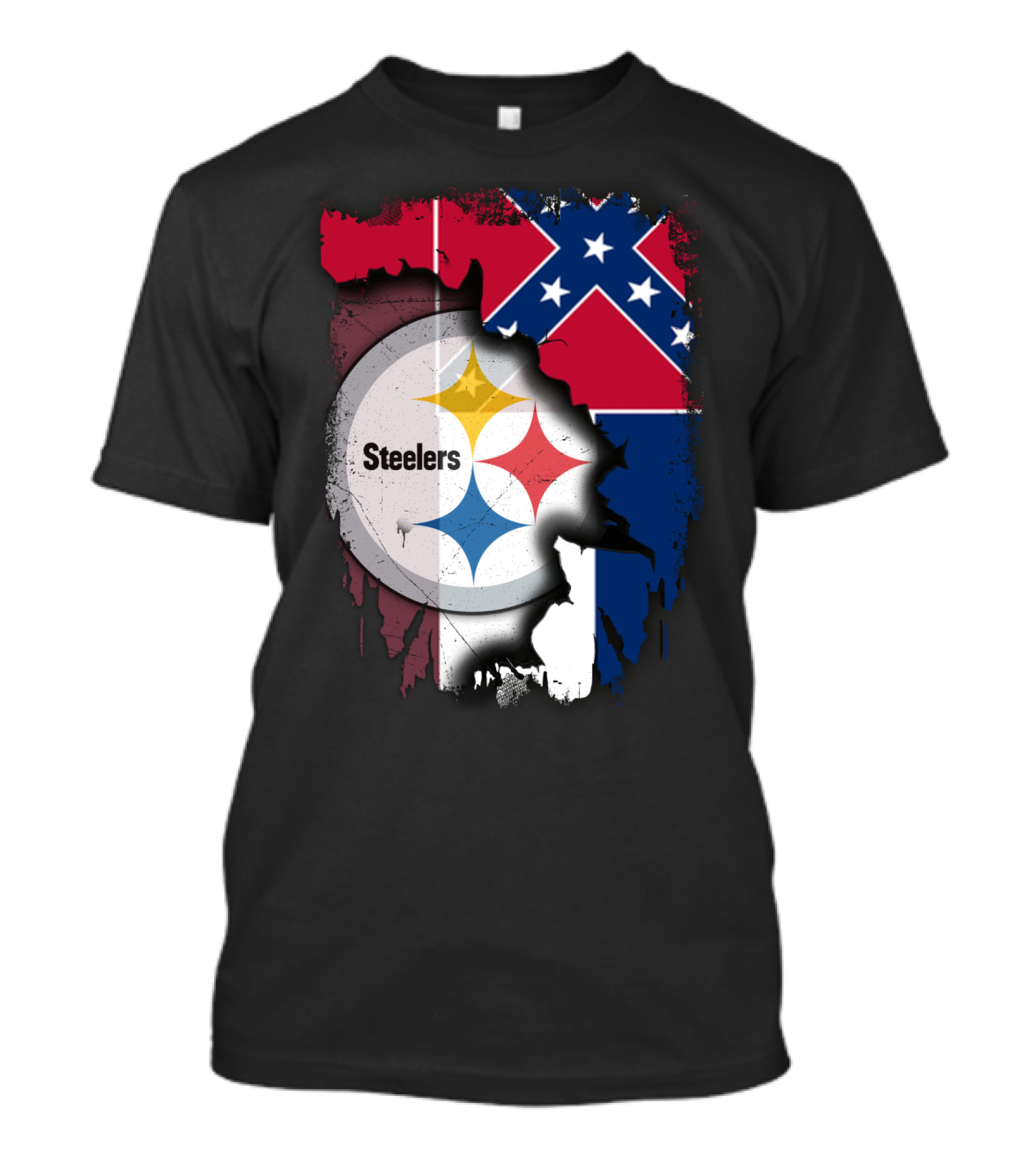 Together Mississippi With Steelers Logo And Confederate Flag T-Shirt
