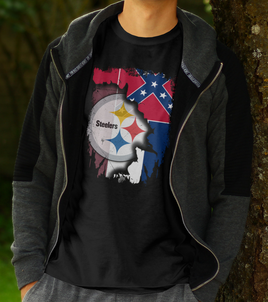Together Mississippi With Steelers Logo And Confederate Flag T-Shirt