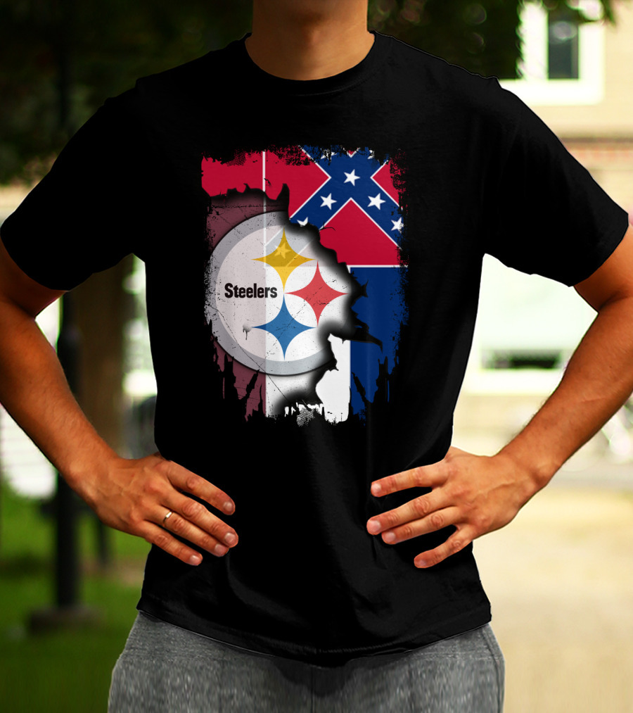 Together Mississippi With Steelers Logo And Confederate Flag T-Shirt