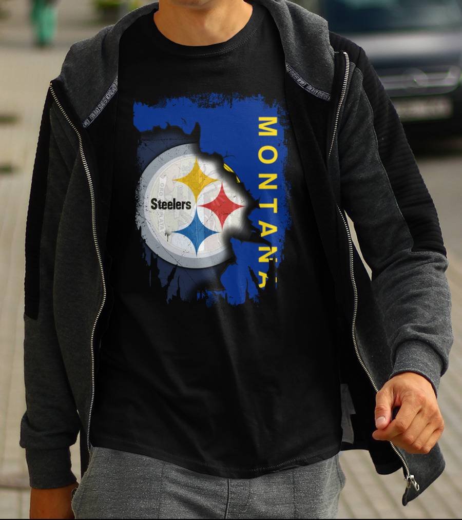 Montana Steelers Emblem With State T-Shirt