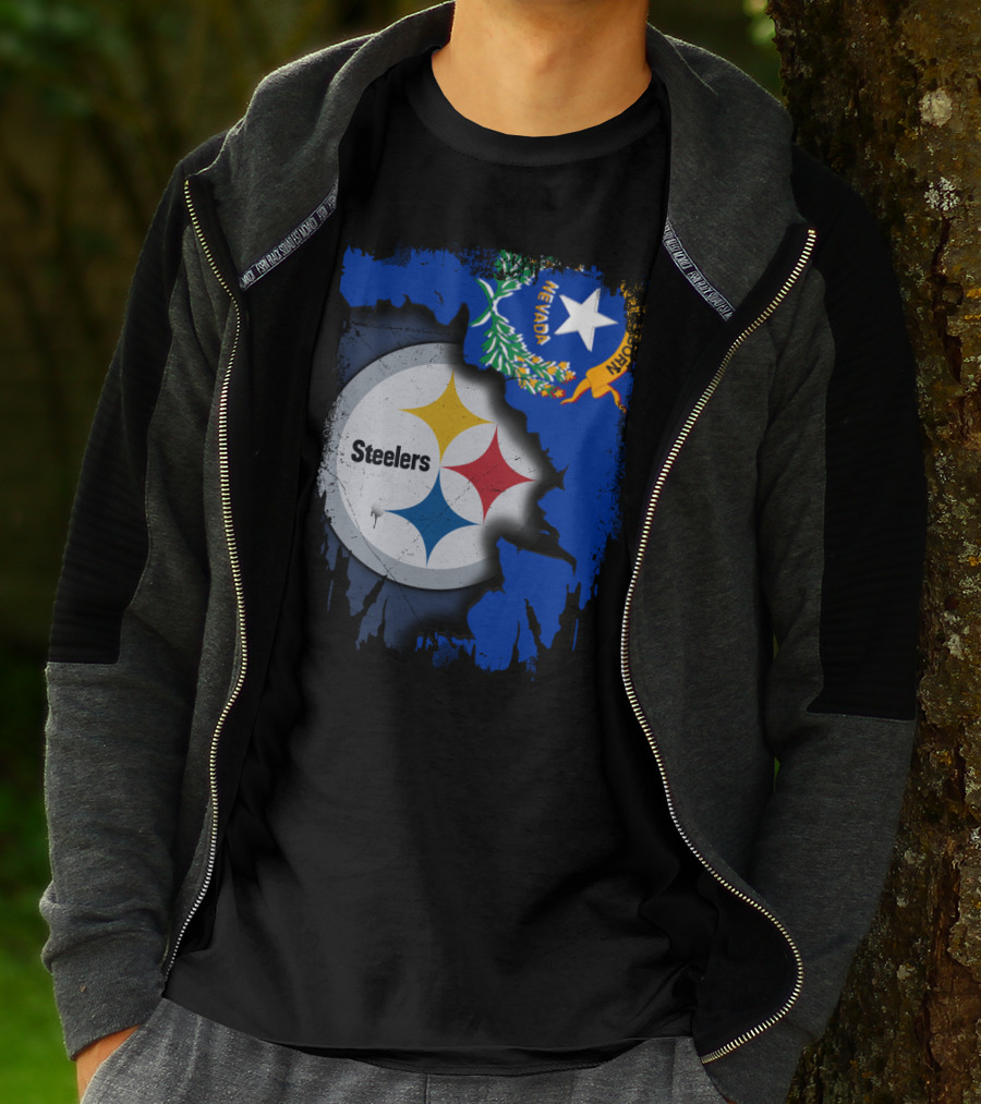 Nevada Steelers Fan Collaboration With State Flag Elements T-Shirt