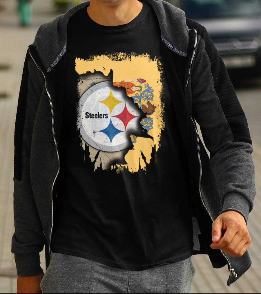 Steelers Logo Within New Jersey Map T-Shirt