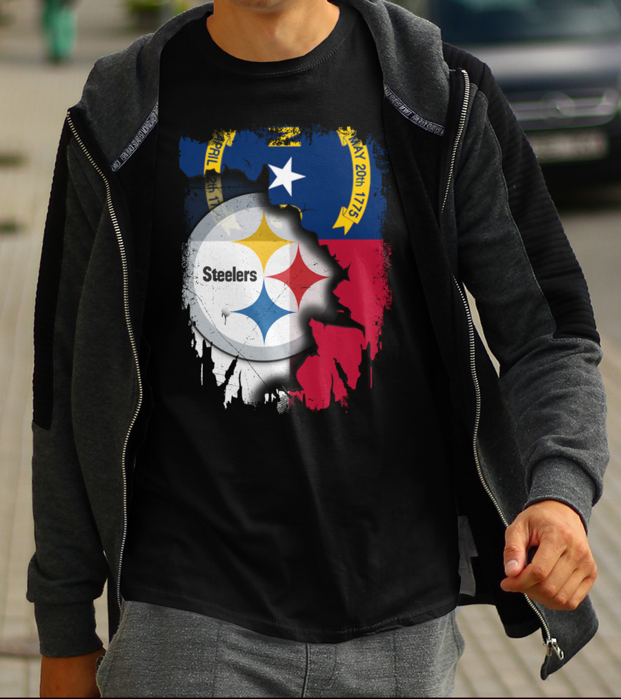 Together North Carolina With Steelers Logo Fusion T-Shirt