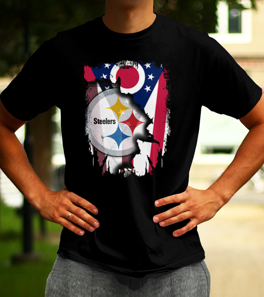 Ohio Steelers Fusion With Flag T-Shirt