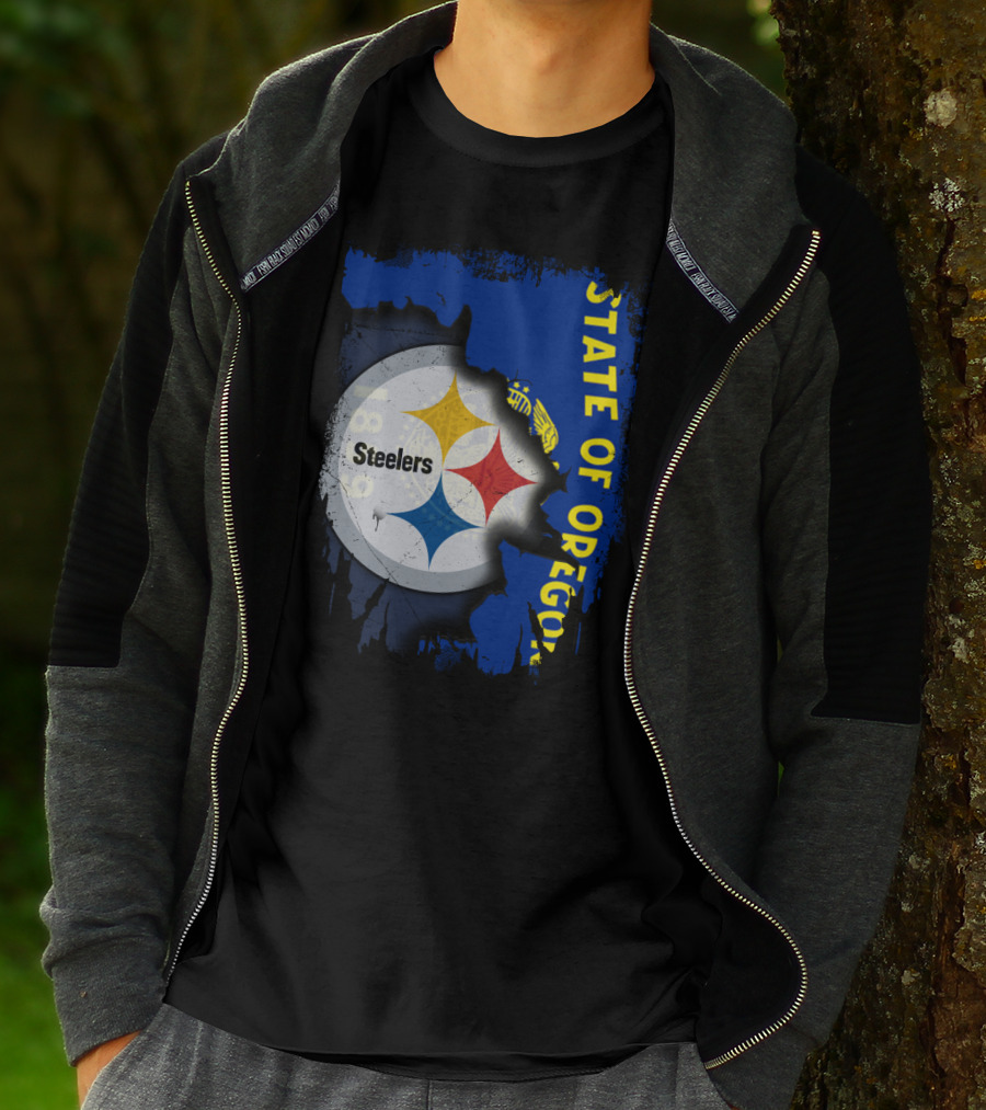 State Of Oregon 1848 Steelers Logo Fusion T-Shirt