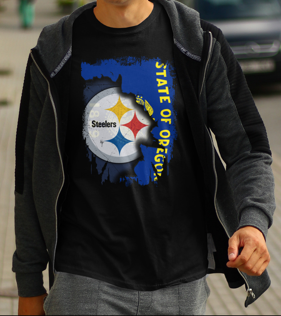 State Of Oregon 1848 Steelers Logo Fusion T-Shirt