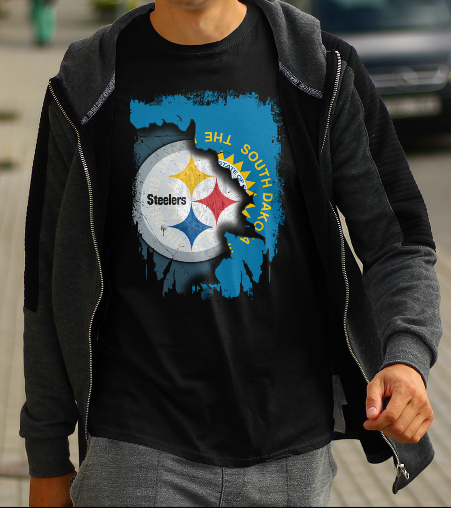 South Dakota State Flag With Steelers Logo Integration T-Shirt