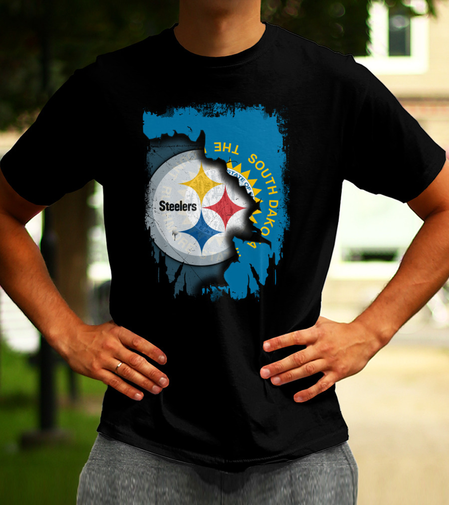 South Dakota State Flag With Steelers Logo Integration T-Shirt