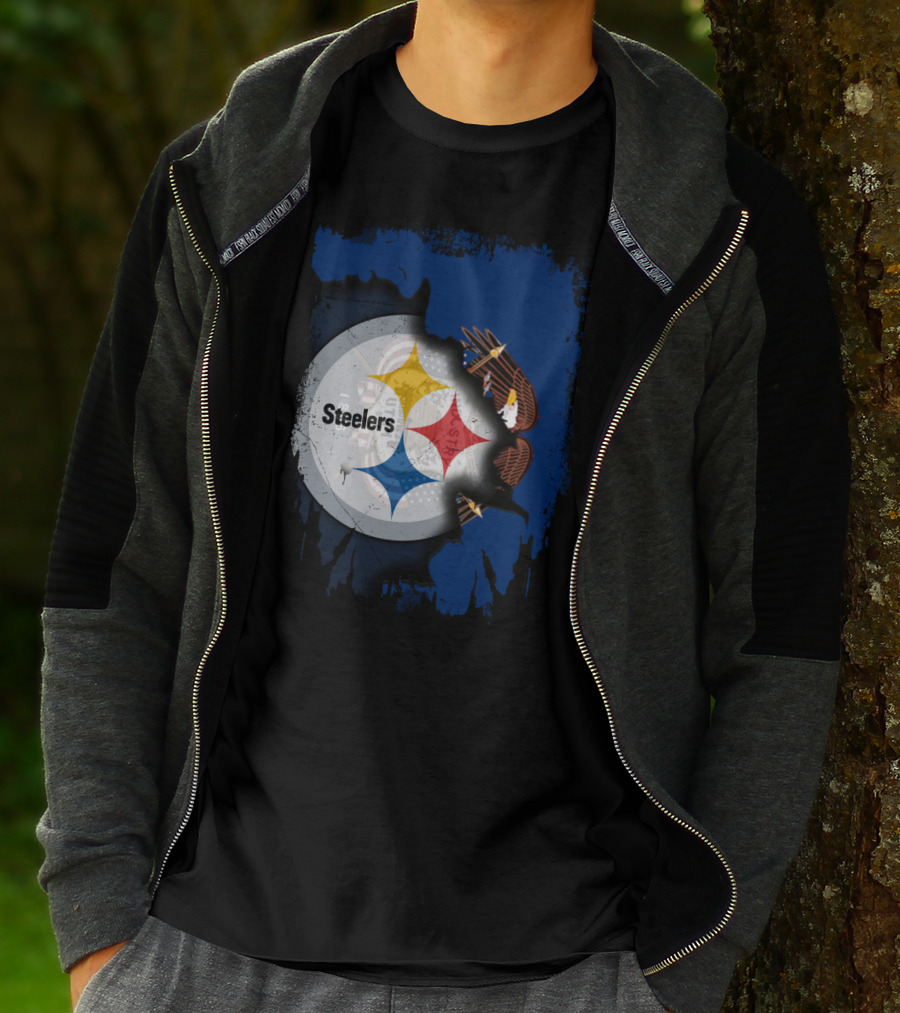 Steelers Eagle Emblem Artwork With Together Utah Integration T-Shirt
