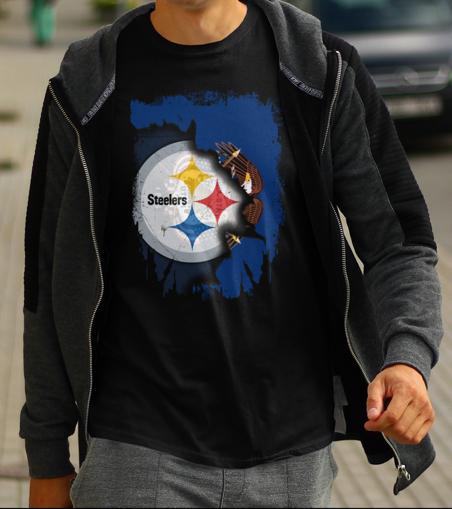 Steelers Eagle Emblem Artwork With Together Utah Integration T-Shirt