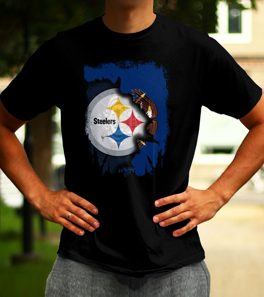 Steelers Eagle Emblem Artwork With Together Utah Integration T-Shirt