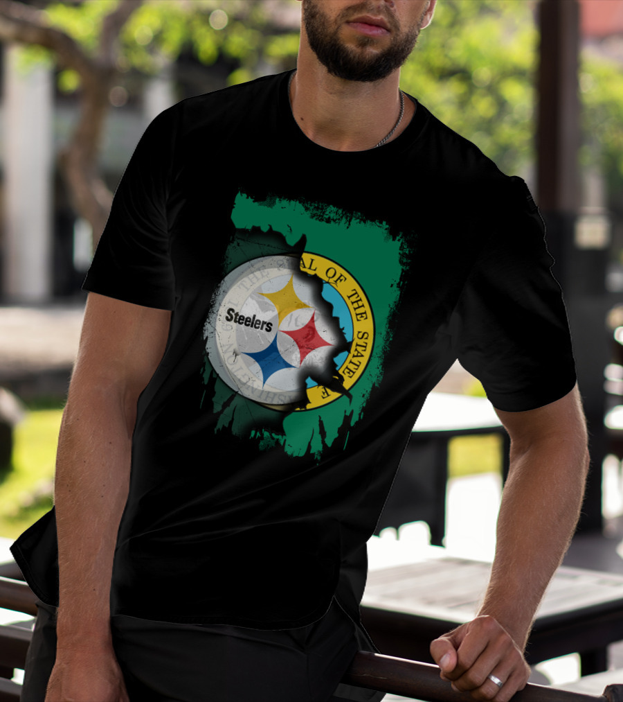 Washington State Meets Steelers Football Emblem T-Shirt