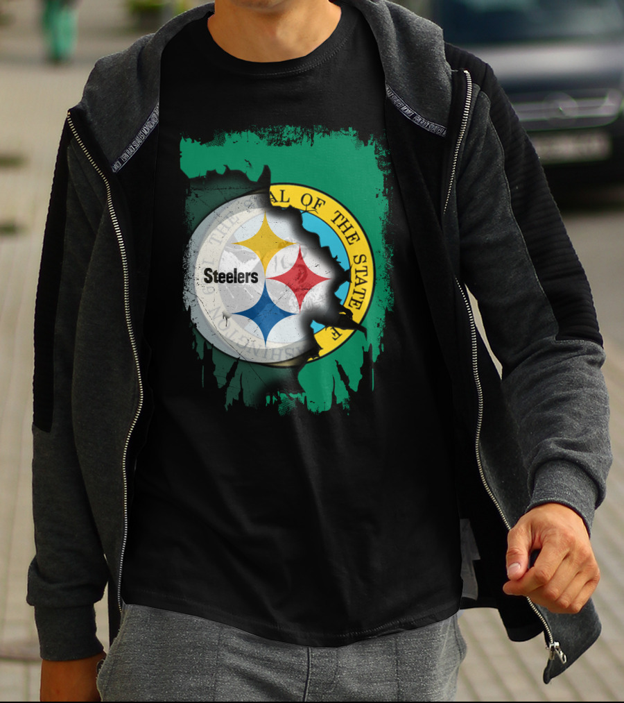 Washington State Meets Steelers Football Emblem T-Shirt