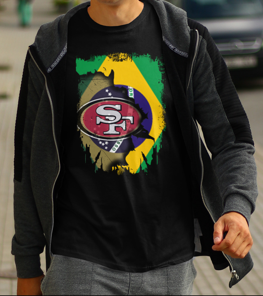 Together Brazil With San Francisco 49ers Flag Fusion T-Shirt