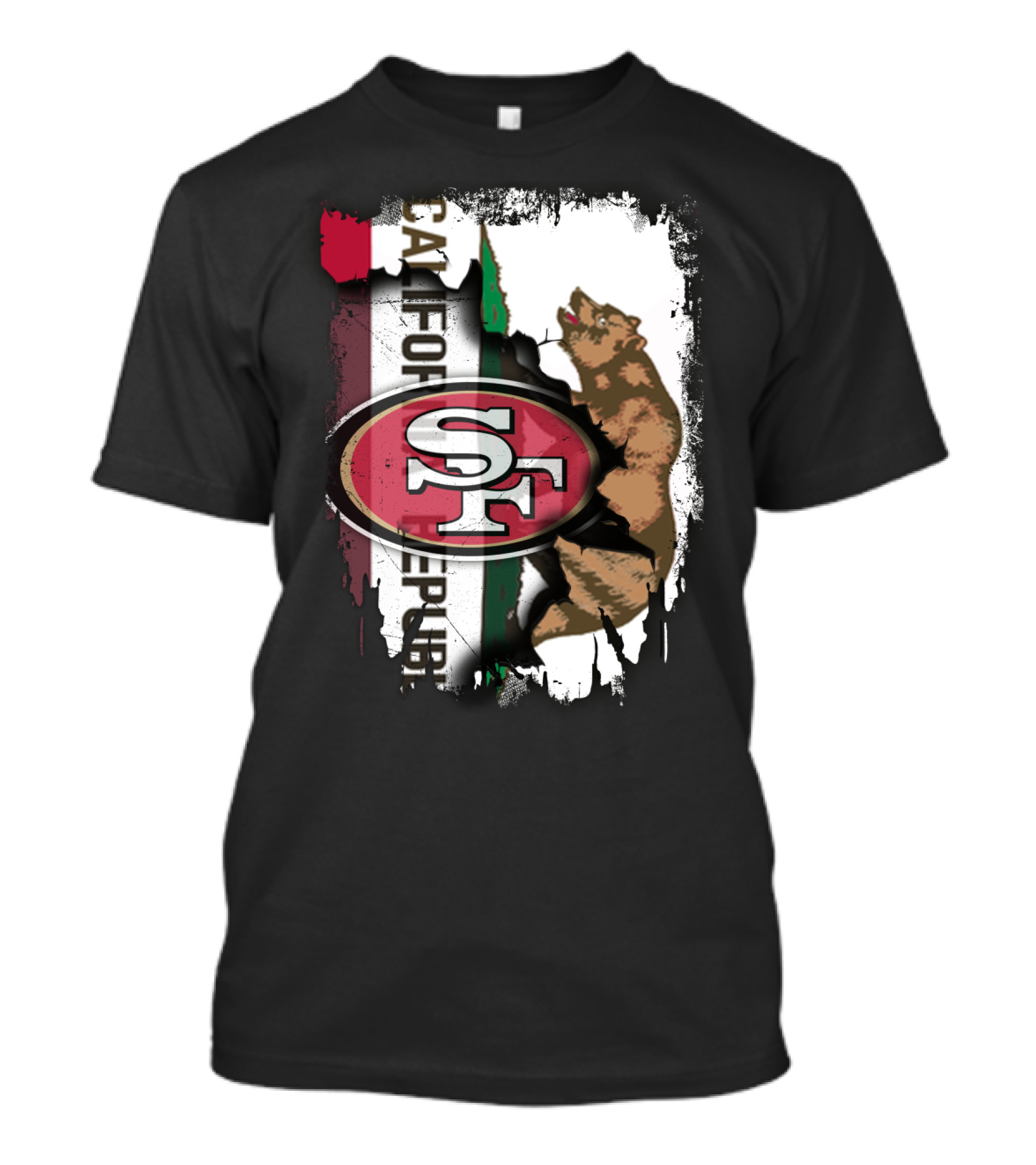 California Republic Bear With 49ers SF T-Shirt