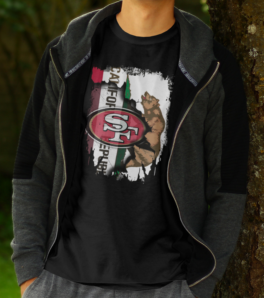 California Republic Bear With 49ers SF T-Shirt