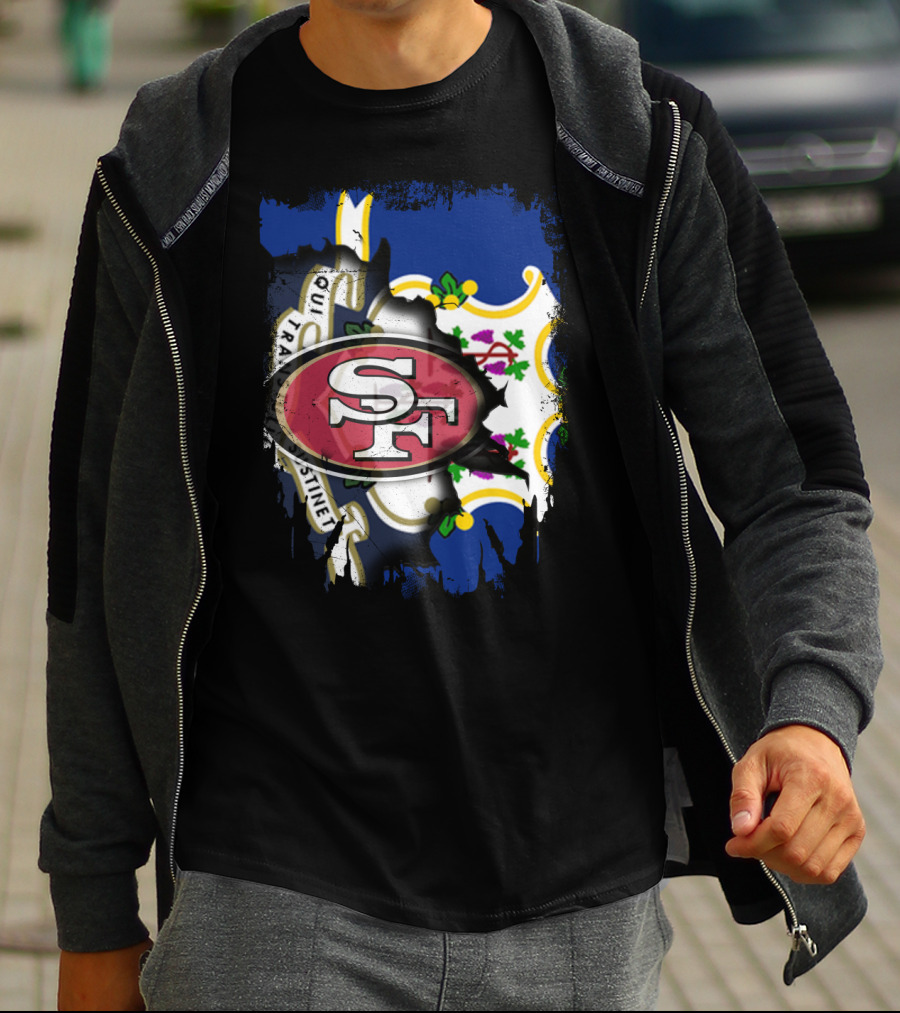 Connecticut Flag With San Francisco 49ers T-Shirt