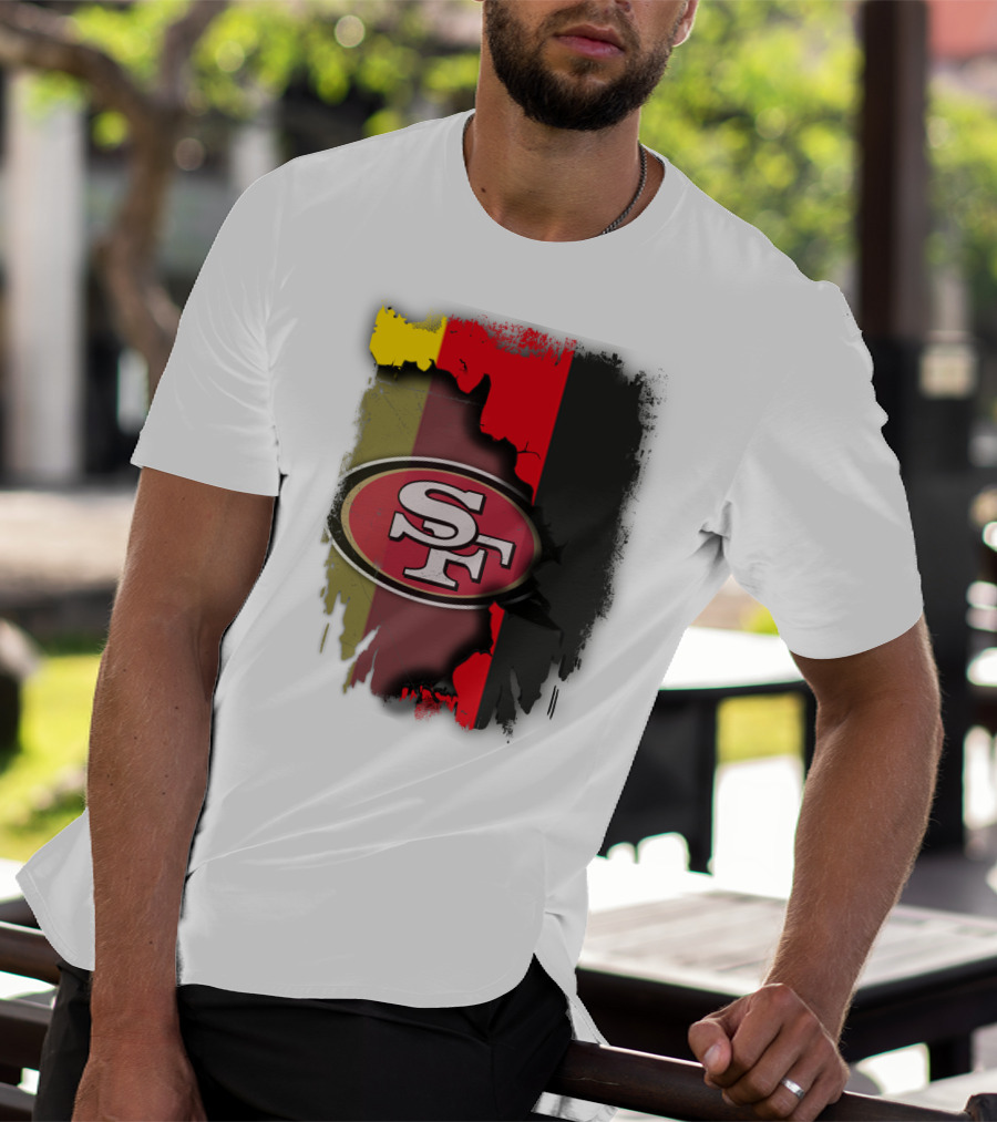 Germany Flag With San Francisco 49ers Logo Blend T-Shirt