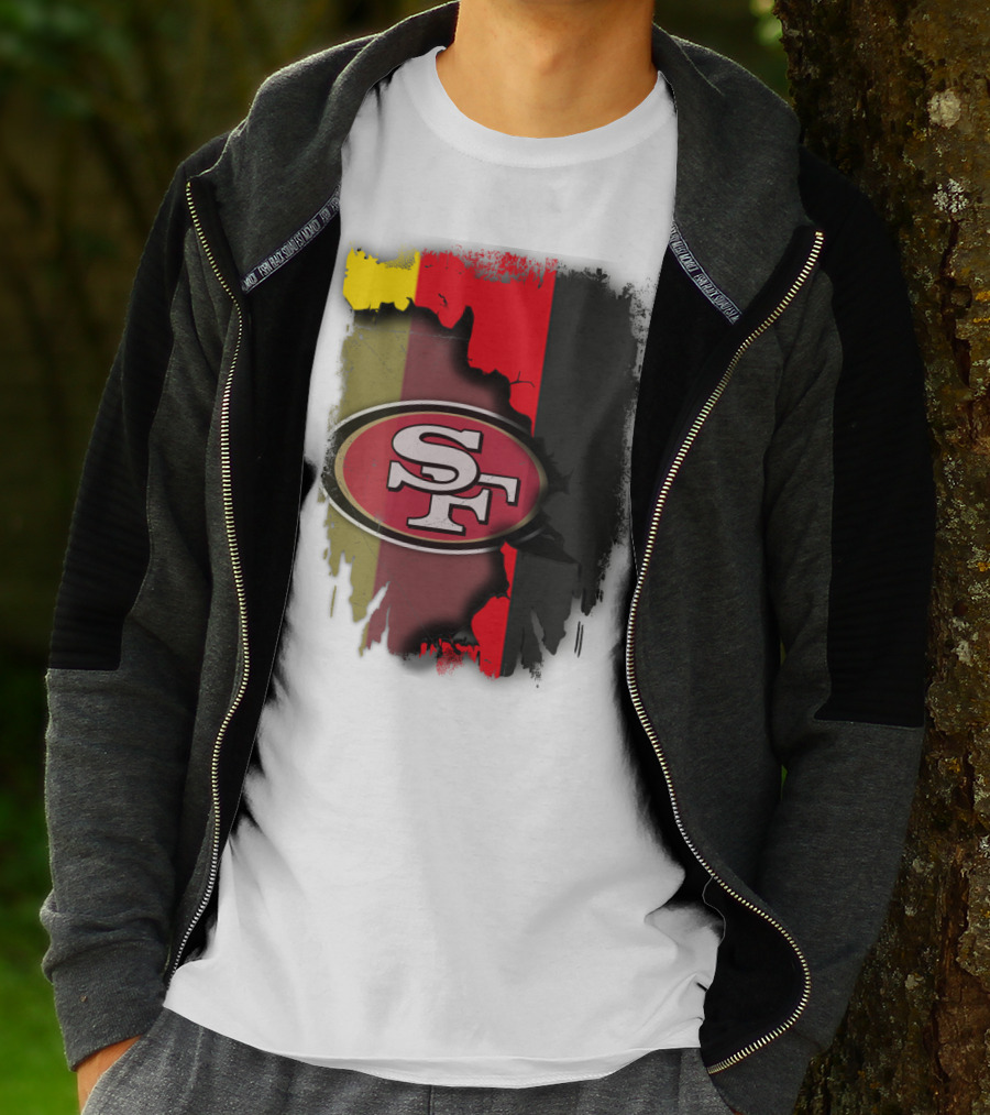 Germany Flag With San Francisco 49ers Logo Blend T-Shirt