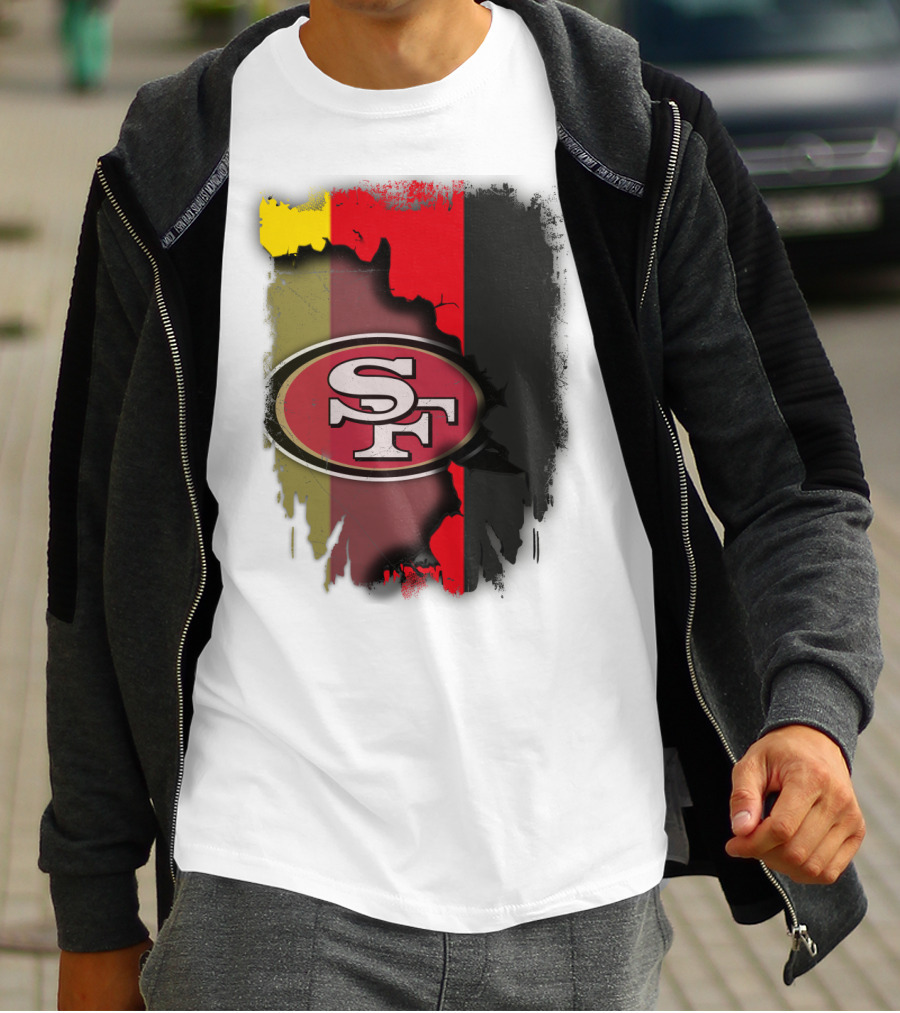 Germany Flag With San Francisco 49ers Logo Blend T-Shirt