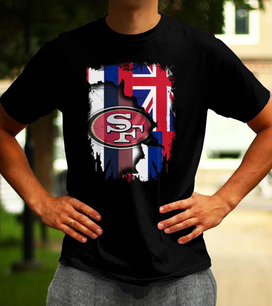 Hawaii 49ers SF Logo With Hawaiian Flag T-Shirt