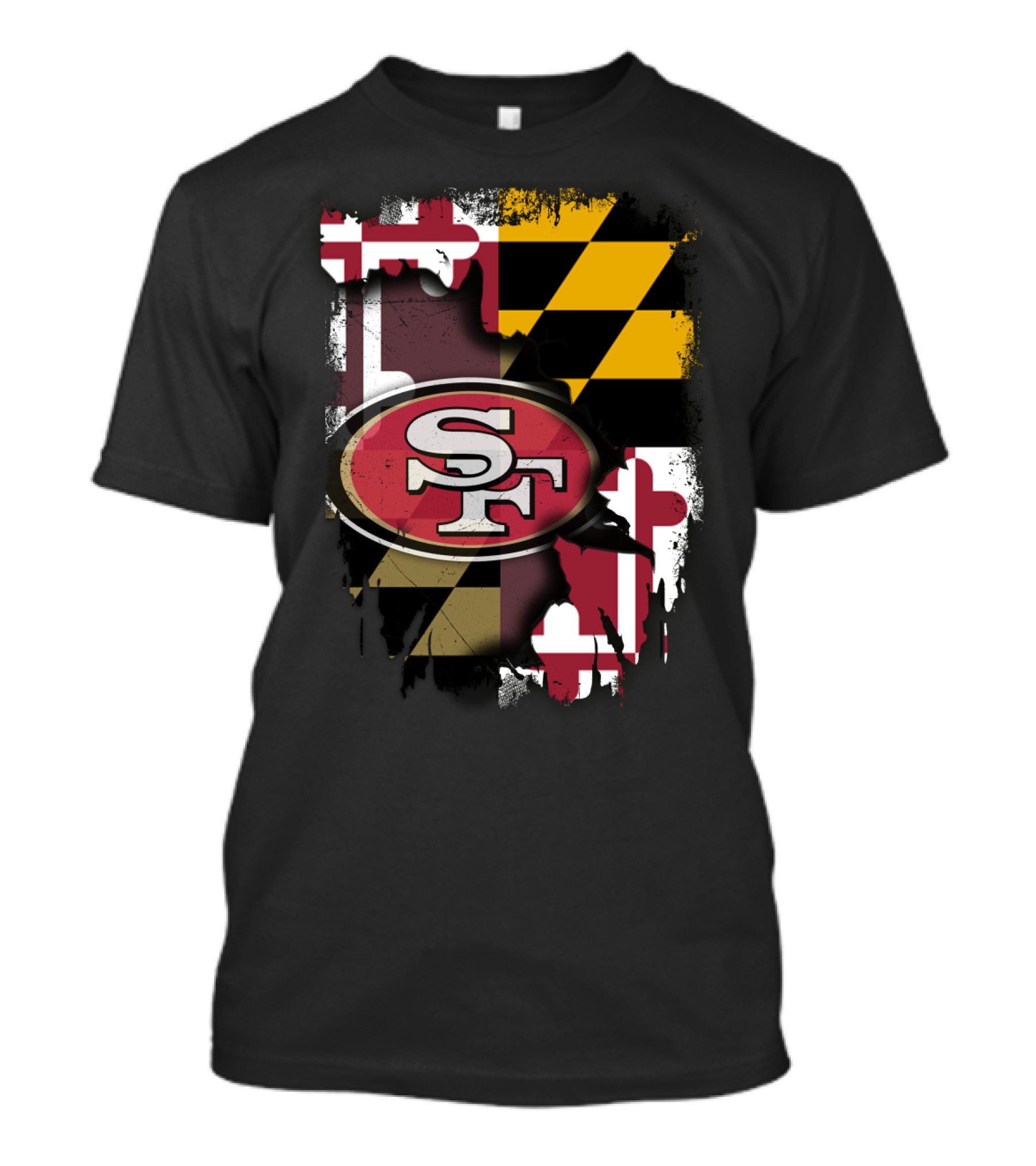 Maryland Flag With San Francisco 49ers Logo Together T-Shirt