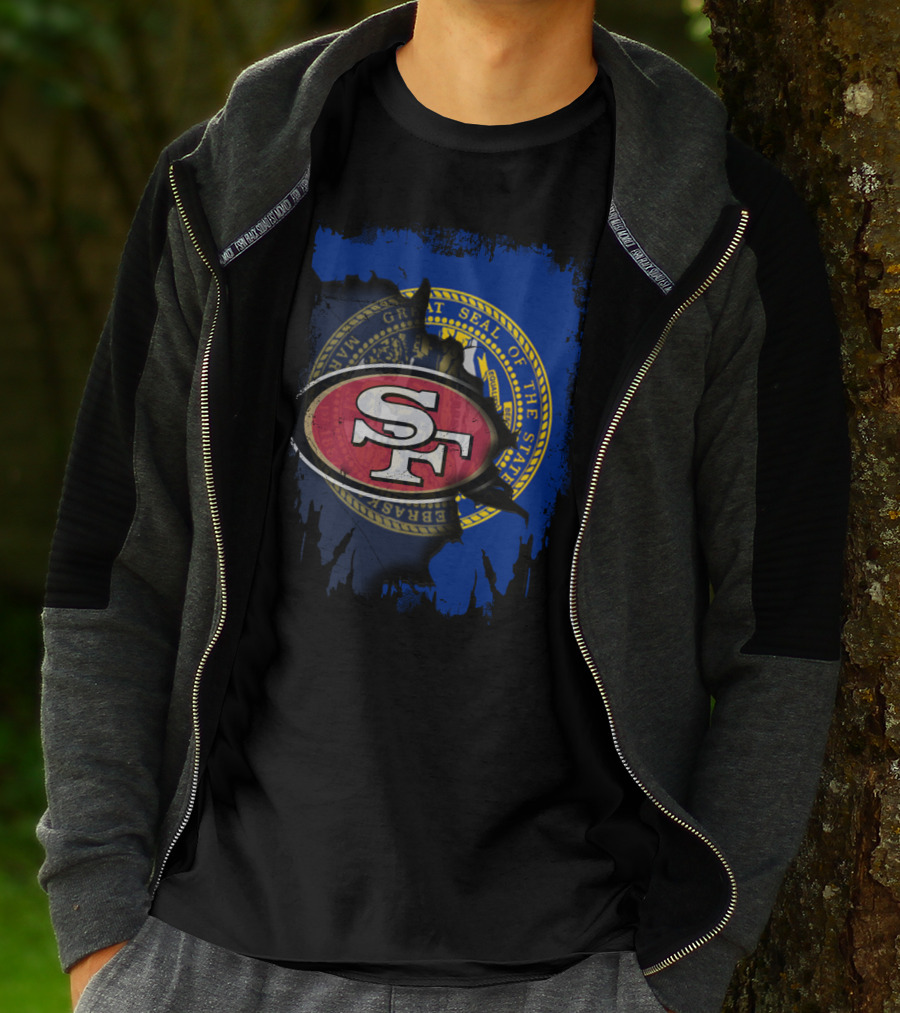 Nebraska Seal With San Francisco 49ers Logo Fusion T-Shirt