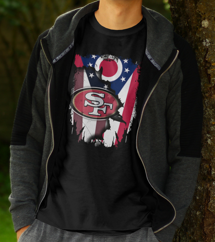 Ohio Flag San Francisco 49ers Sf Logo Fusion T-Shirt