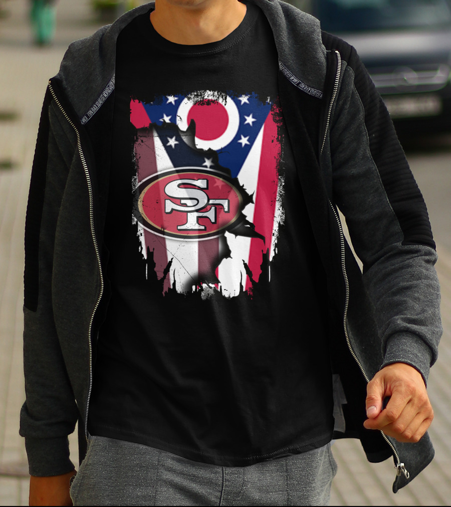 Ohio Flag San Francisco 49ers Sf Logo Fusion T-Shirt