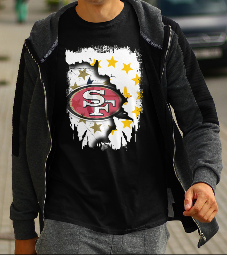 Together Rhode Island 49ers SF Logo Stars Map T-Shirt
