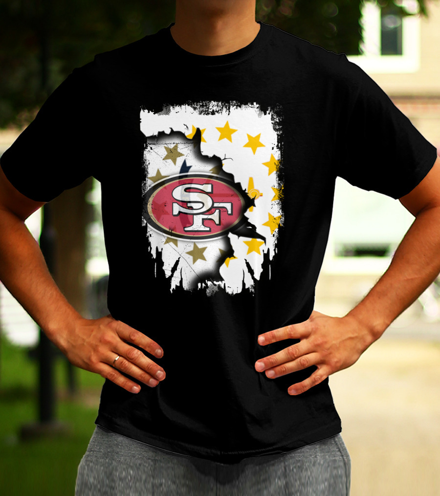 Together Rhode Island 49ers SF Logo Stars Map T-Shirt