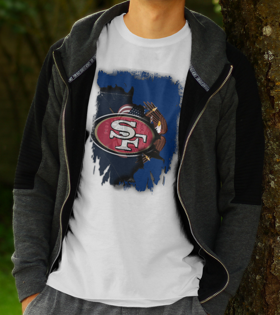 49ers And Eagle With American Flag T-Shirt
