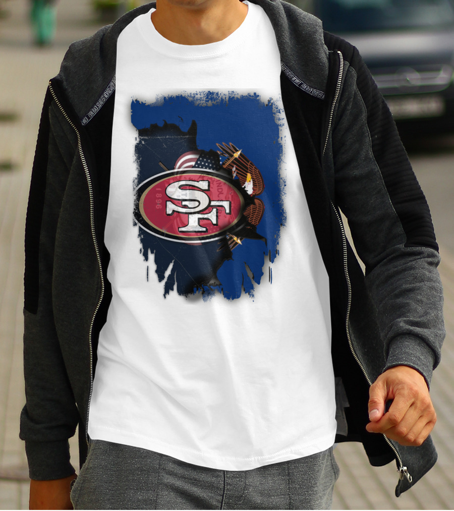 49ers And Eagle With American Flag T-Shirt