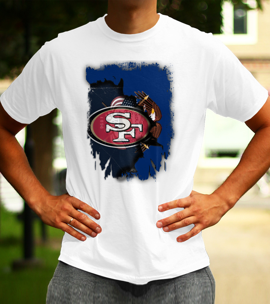 49ers And Eagle With American Flag T-Shirt