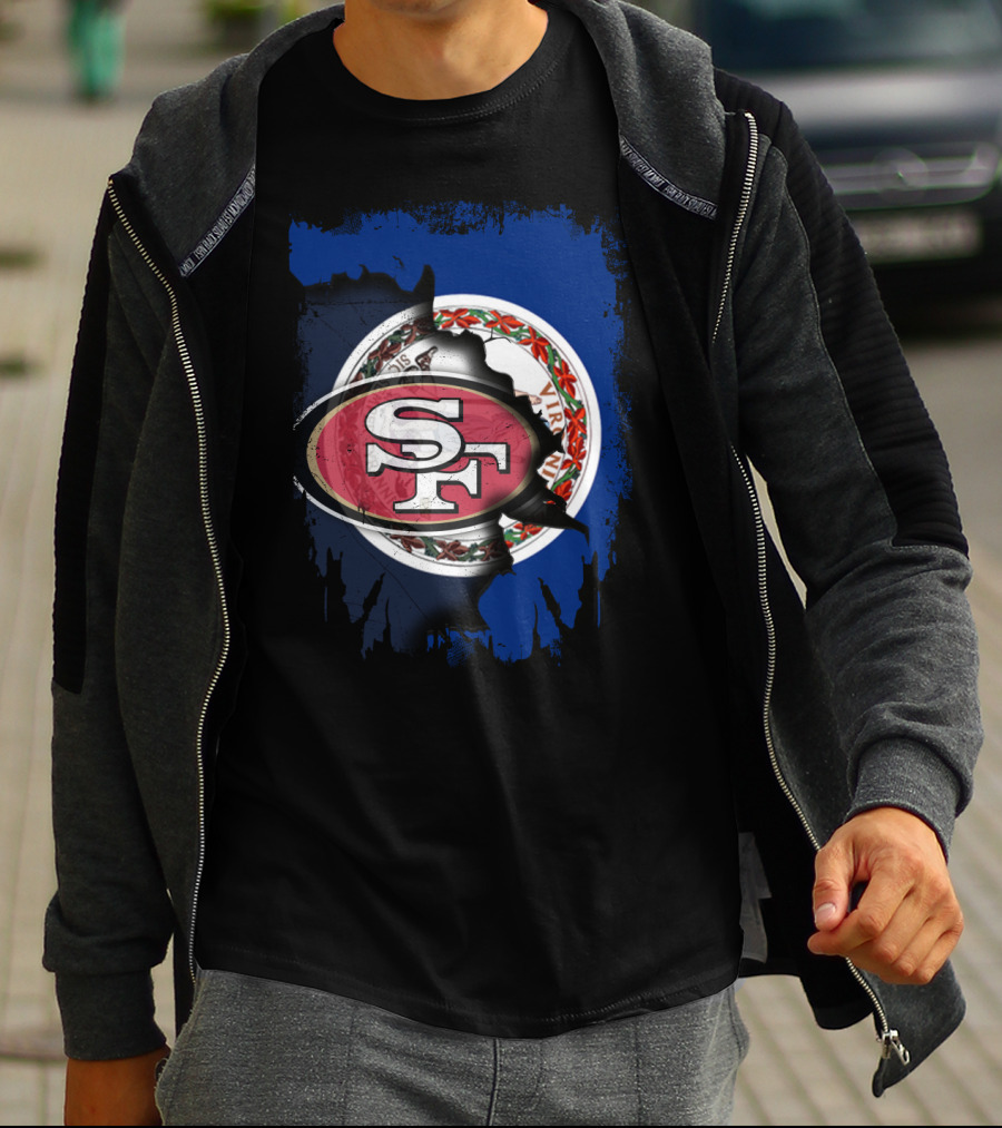 Virginia Flag And 49ers SF Logo Together T-Shirt