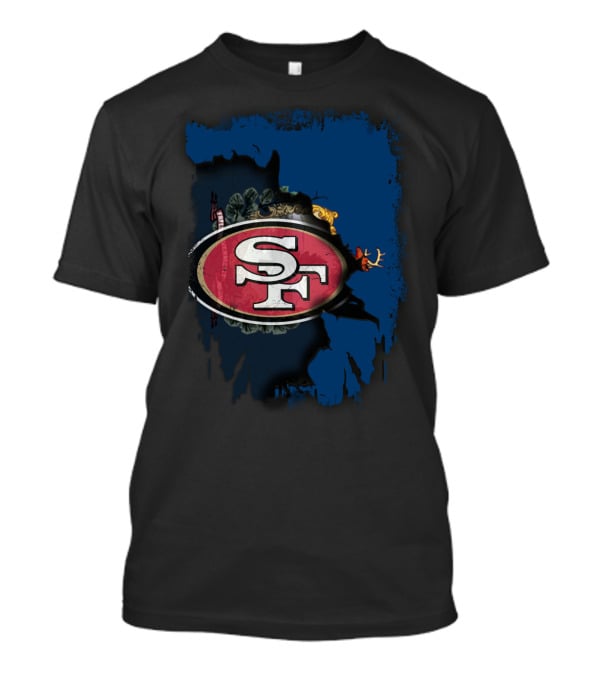 SF 49ers Emblem Overlaying Vermont T-Shirt