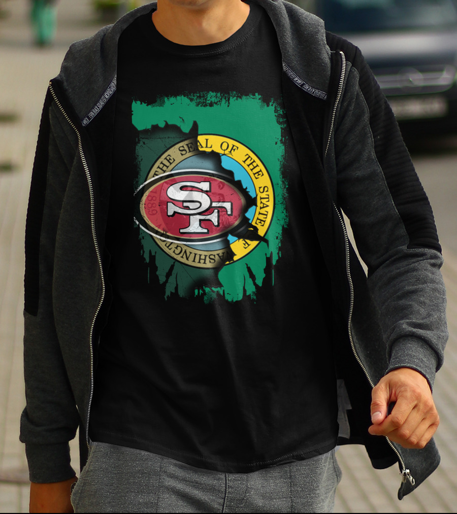 SF 49ers With Washington State Seal Clash T-Shirt